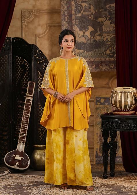 Mustard Embellished Dupion Silk Kurta Set