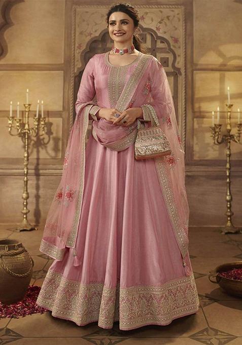 Buy Pink Anarkali Suit Sets for Women Online in India Indya