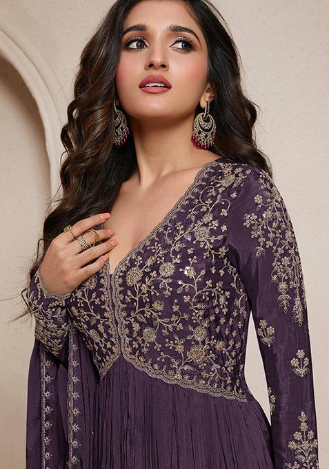 Alluring Chinon Silk Yellow Embroidered Engagement Wear Anarkali