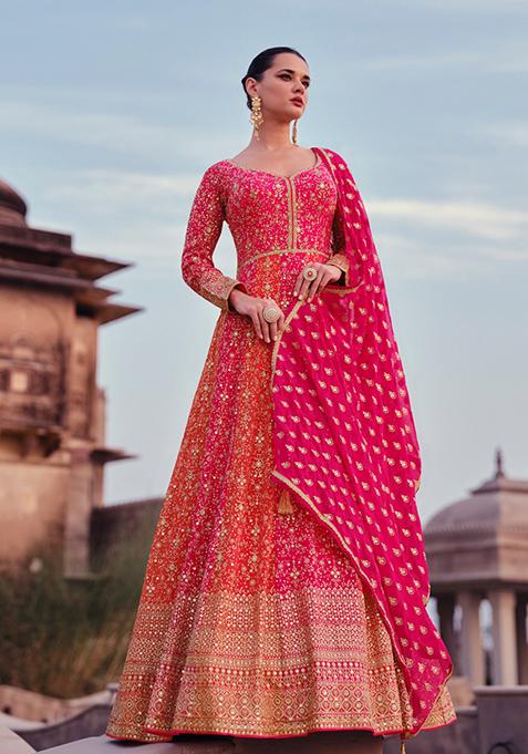 Sindhu- Rani pink Georgette Anarkali