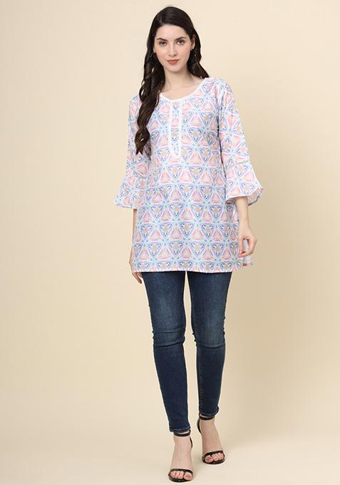 Multicolour Abstract Print Cotton Kurta