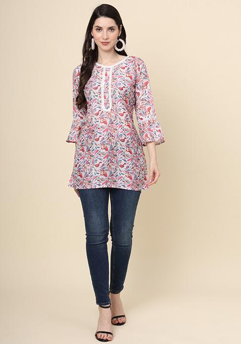 Multicolour Abstract Print Cotton Kurta