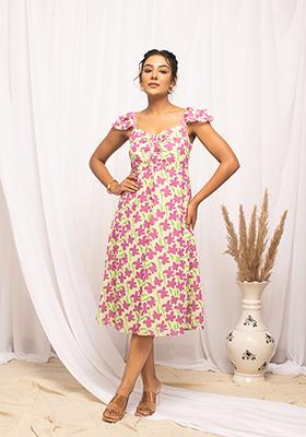 Multicolour Abstract Print Georgette Kurta