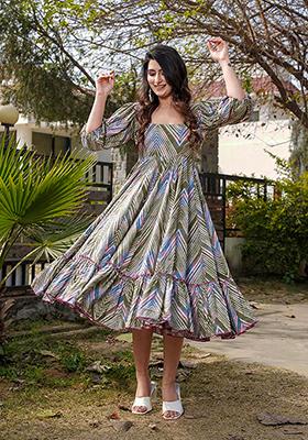 Green Abstract Print Rayon Kurta