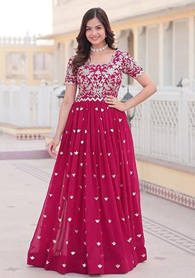 Pink Coding Sequin Embroidered Faux Blooming Gown