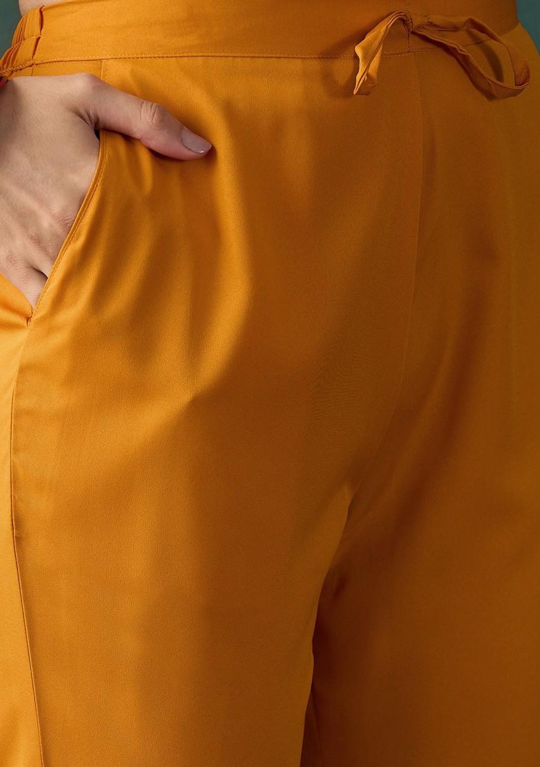 Mustard Zari Sequin Embroidered Crepe Kurta Set