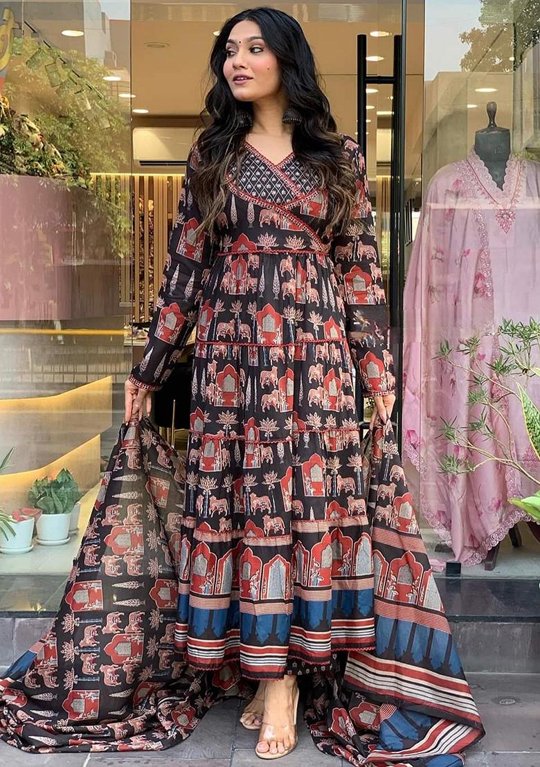 Black Embroidered Cotton Kurta Set