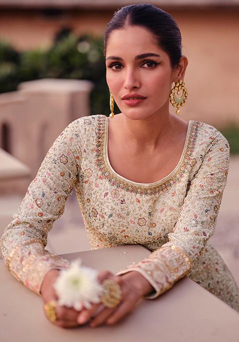 Buy Trending White Embroidered Georgette Kurta Set with Dupatta