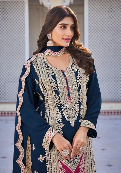 Stone Print With Embroidered kurta Set