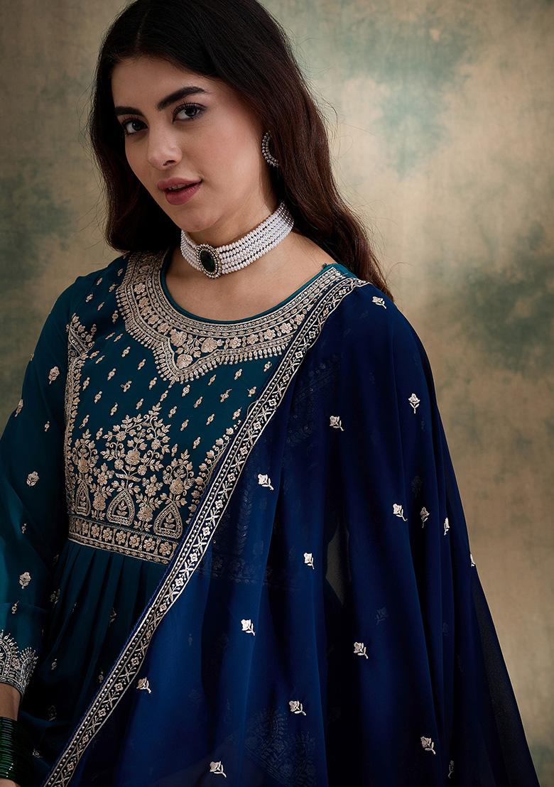 Rama Green Embroidered Faux Georgette Sharara Set