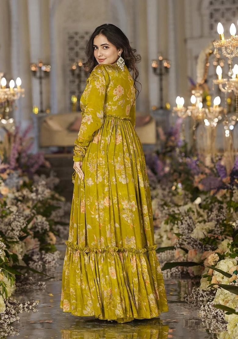 Green Printed Art Silk Sharara Set