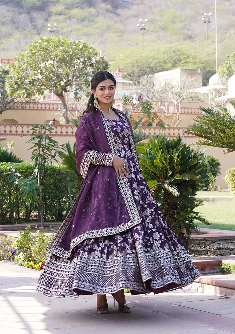 Wine Woven Viscose Kurta Set