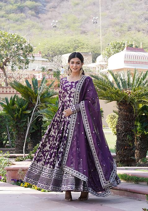 Wine Woven Viscose Kurta Set