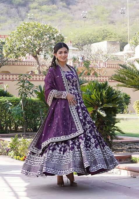 Wine Woven Viscose Kurta Set