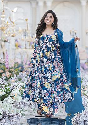 Blue Printed Imported Cotton Kurta Set