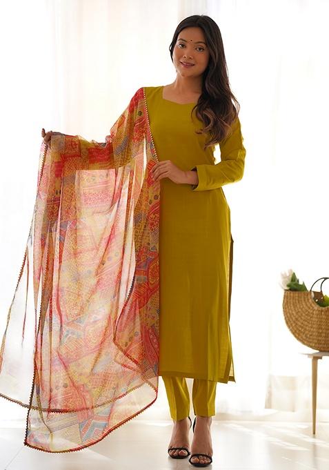 Liril Green Solid Viscose Kurta Set