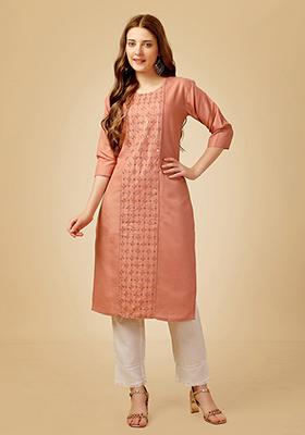 Gajri Embroidered Cotton Kurta Set