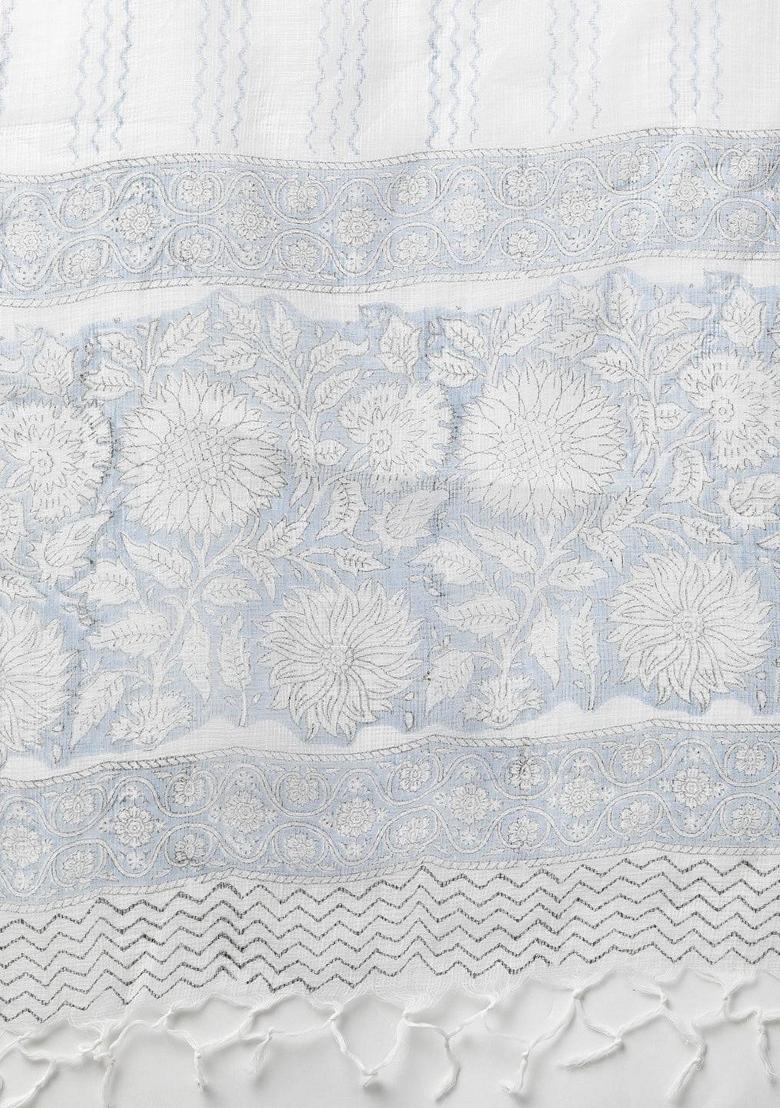 Blue Printed Cotton Kurta Set - Indya