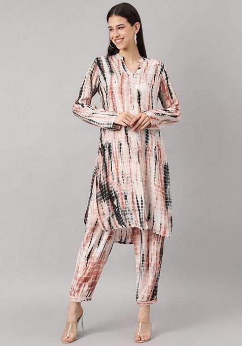 Cream Printed Muslin Kurta Set