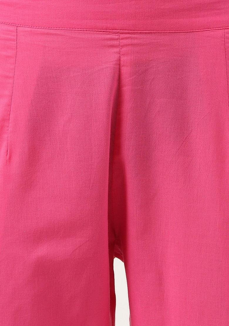 Pink Solid Pure Cotton Anarkali Set