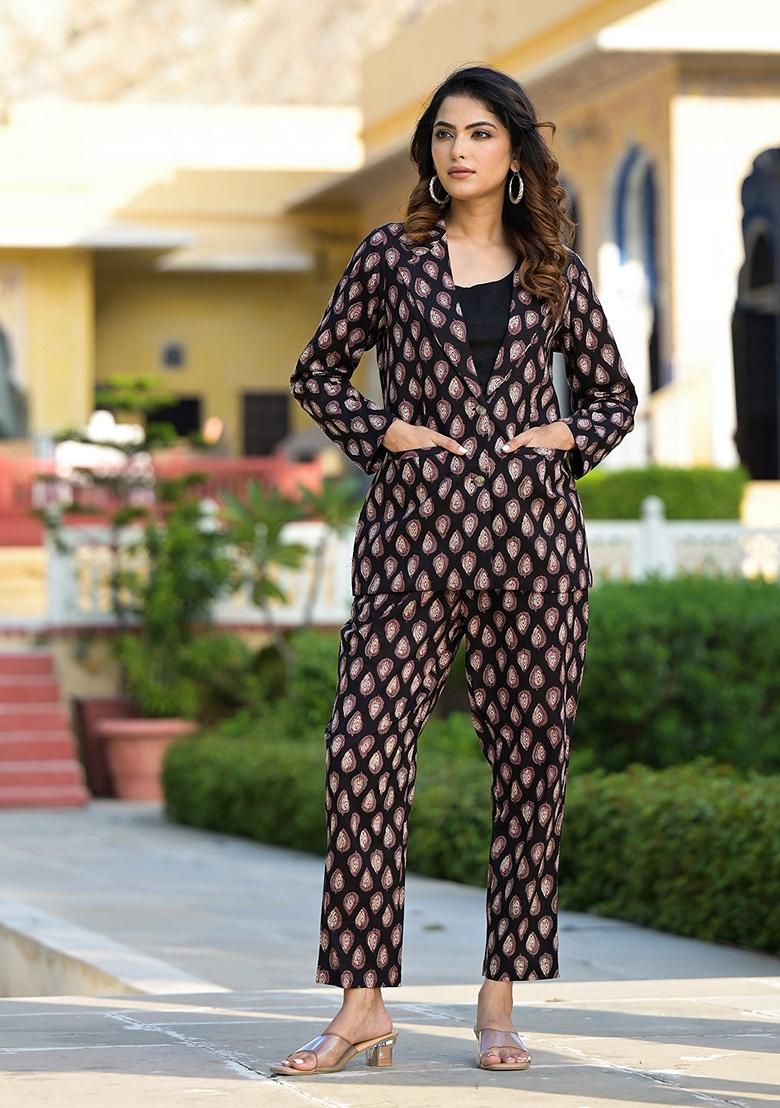 Black Printed Cotton Co-Ords Set