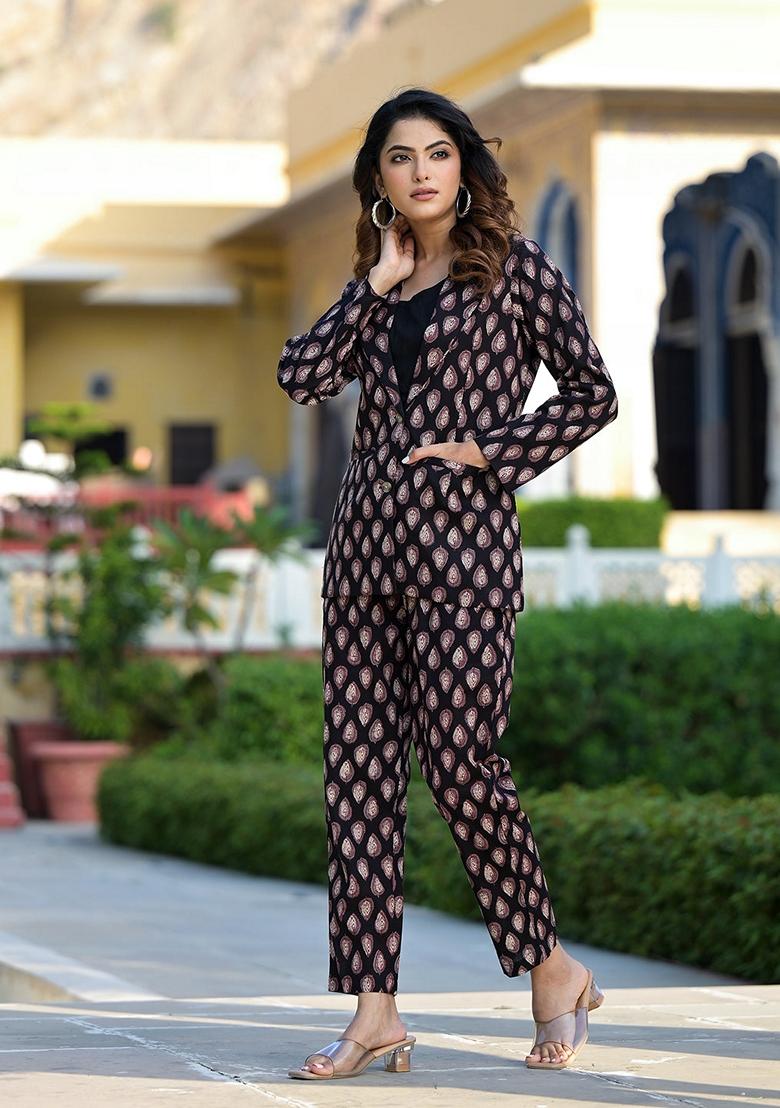 Black Printed Cotton Co-Ords Set