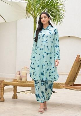 Green Printed Muslin Kurta Set