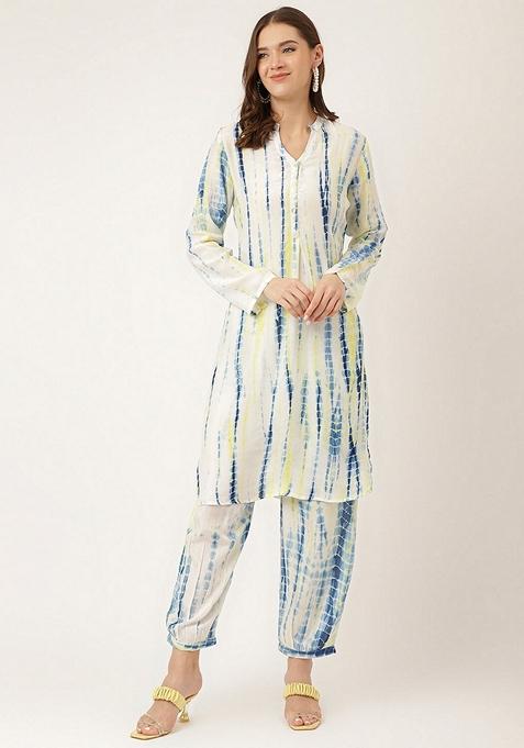 Blue Printed Pure Cotton Co-Ords Set