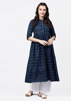 White Printed Pure Cotton Palazzo Set