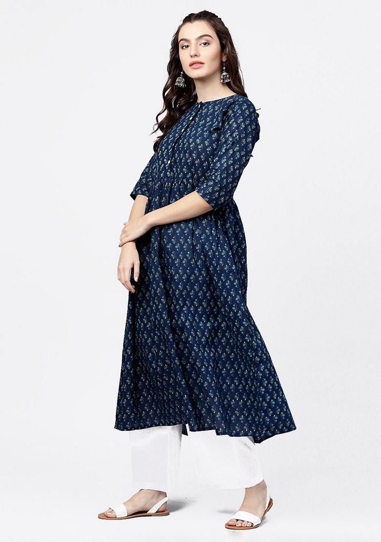 White Printed Pure Cotton Palazzo Set