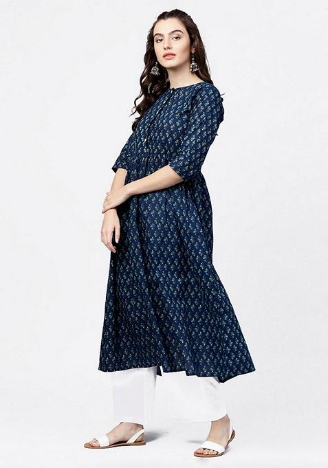 White Printed Pure Cotton Palazzo Set