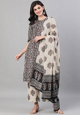 Black Printed Pure Cotton Palazzo Set