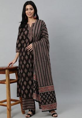 Black Printed Pure Cotton Palazzo Set
