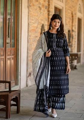 Black Printed Pure Cotton Palazzo Set