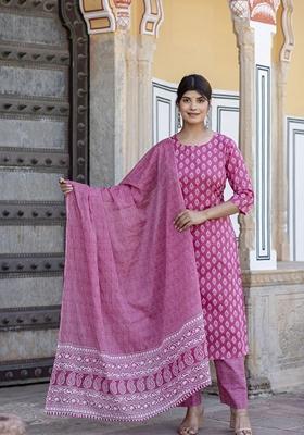 Pink Printed Pure Cotton Palazzo Set