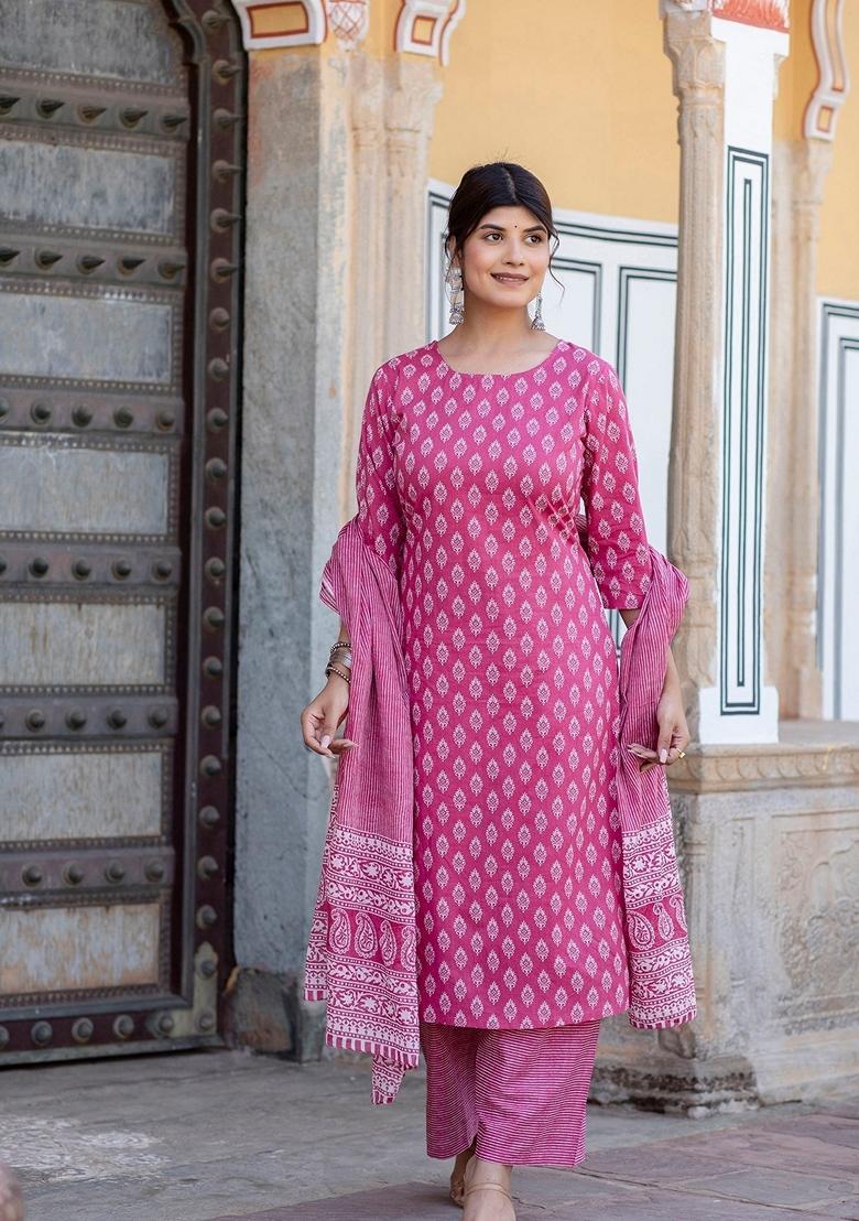 Pink Printed Pure Cotton Palazzo Set