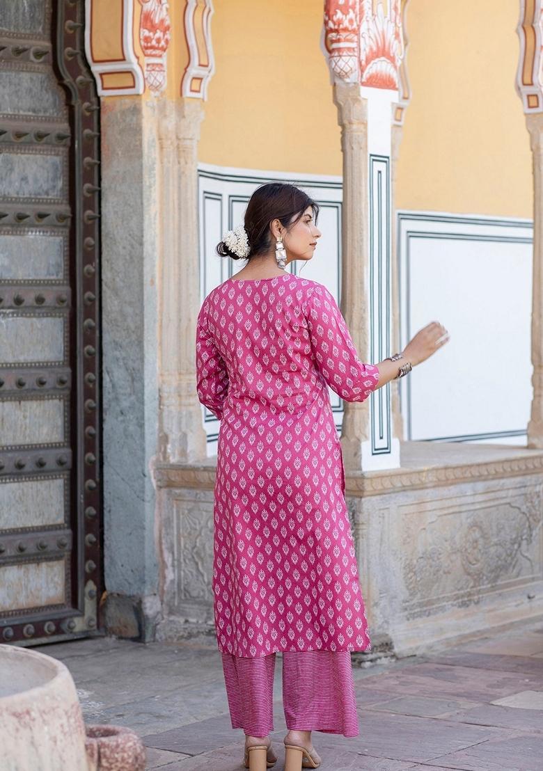 Pink Printed Pure Cotton Palazzo Set