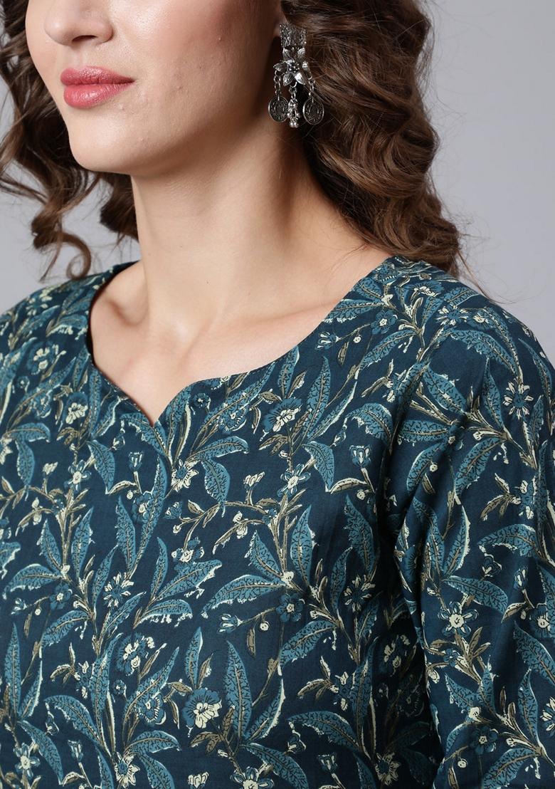 Blue Printed Pure Cotton Palazzo Set