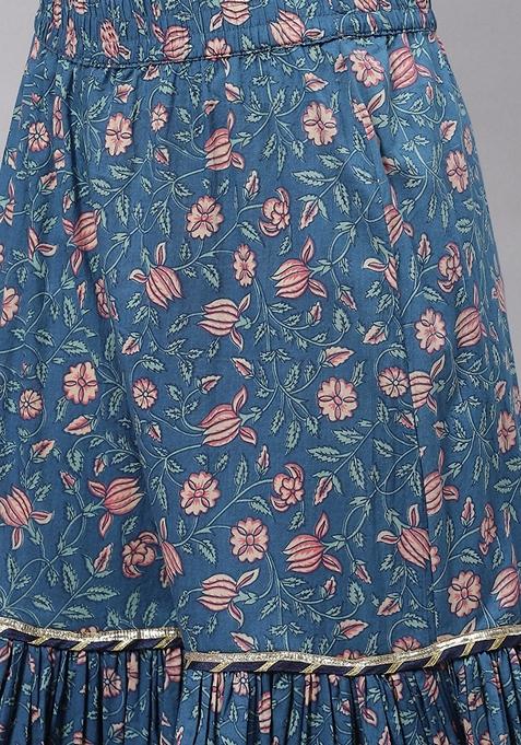 Maroon Printed Cotton Sharara Set