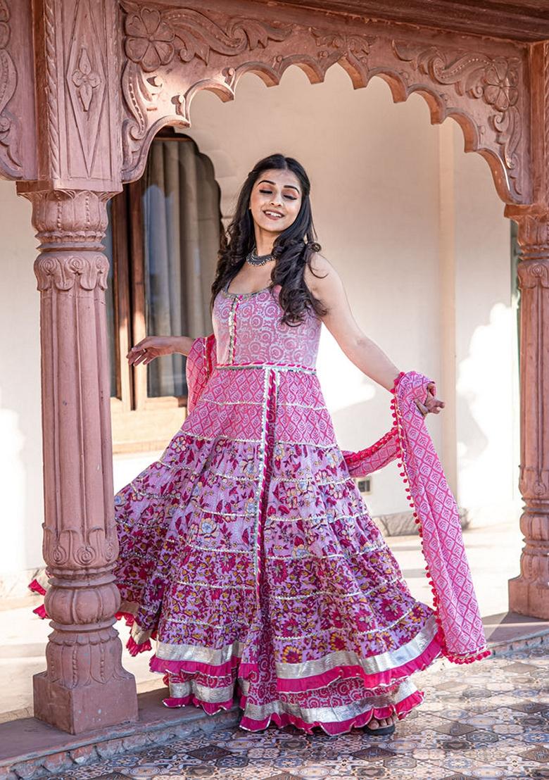 Pink Printed Cotton Sharara Set