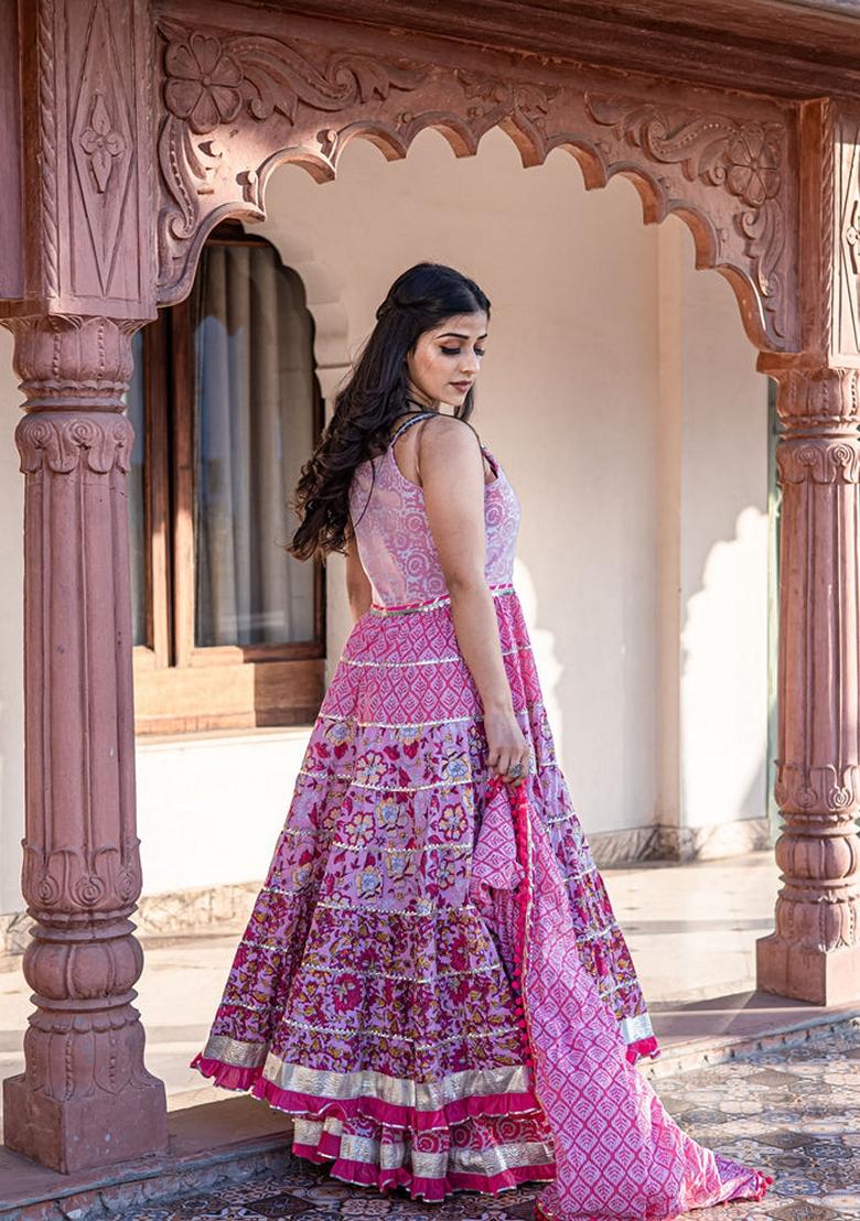 Pink Printed Cotton Sharara Set