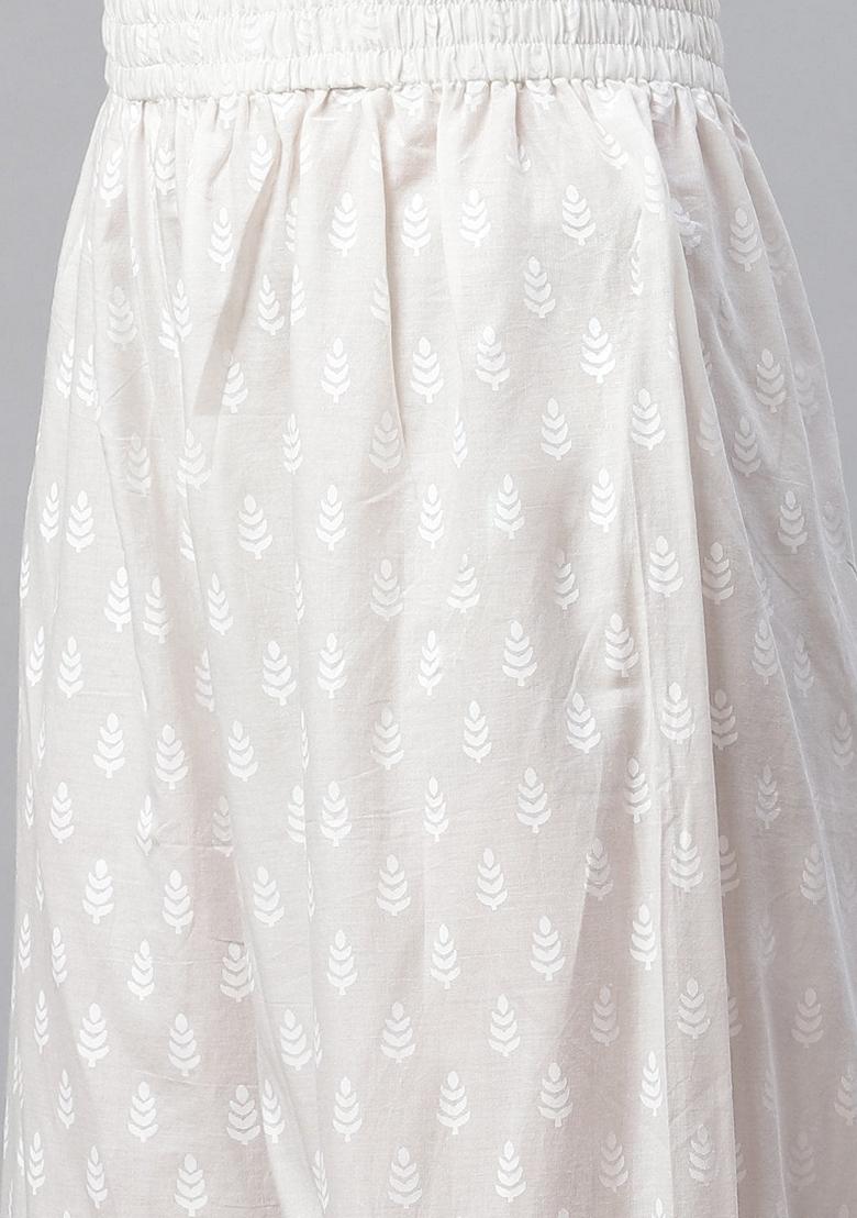 White Printed Cotton Palazzo Set
