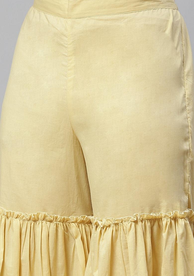 Yellow Printed Rayon Sharara Set