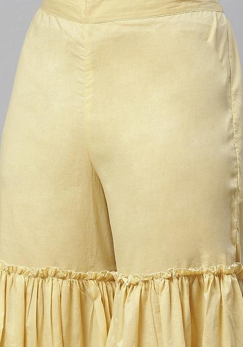 Yellow Printed Rayon Sharara Set