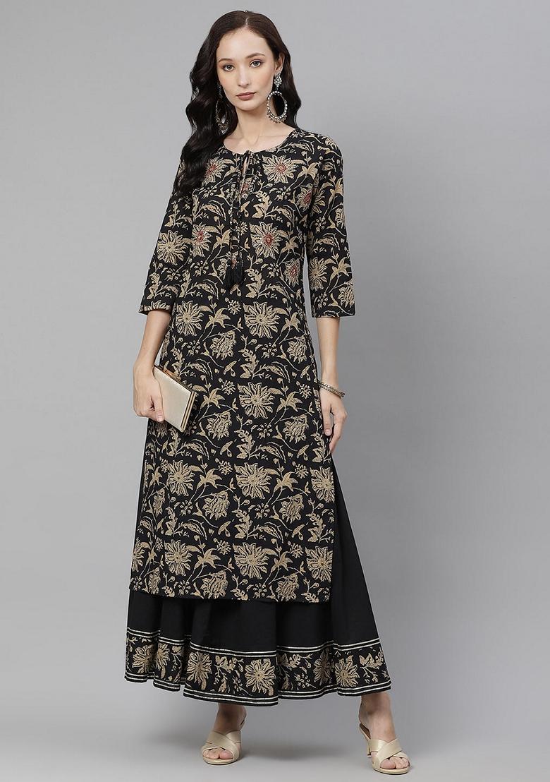 Black Printed Cotton Palazzo Set