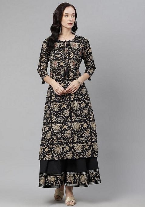 Black Printed Cotton Palazzo Set