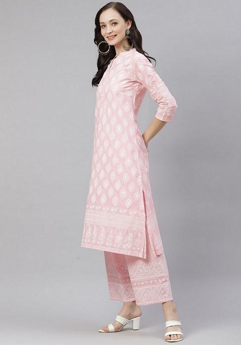 Pink Printed Cotton Palazzo Set
