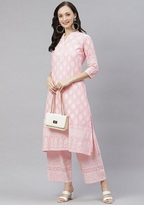 Pink Printed Cotton Palazzo Set