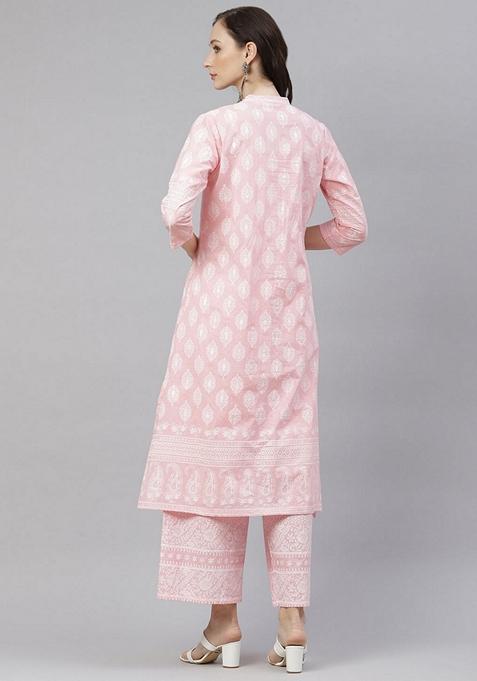 Pink Printed Cotton Palazzo Set