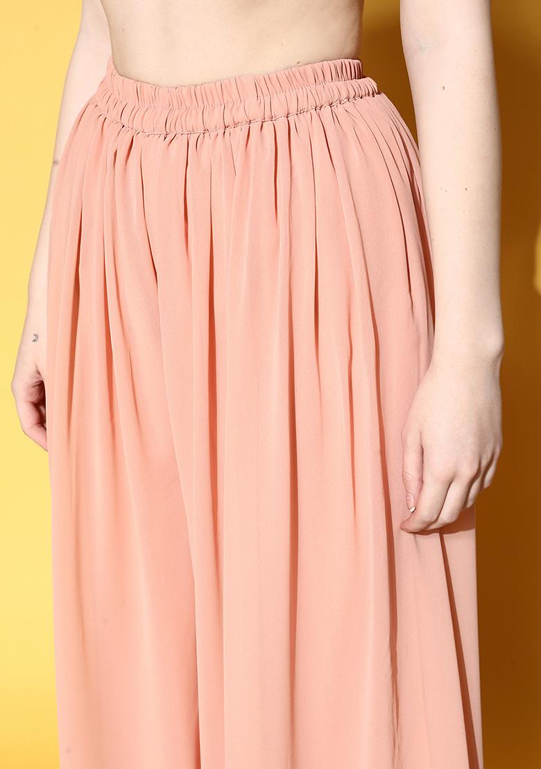 Peach Zari Sequin Embroidered Georgette Kurta Set